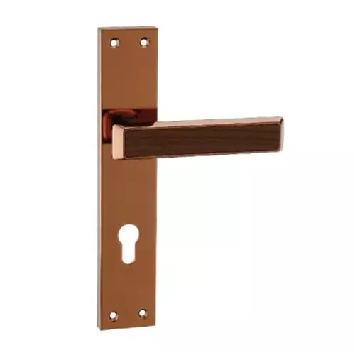 Europa Mortise Plate Handle Zinc 9 inch (228 mm) Rose Gold & Walnut Wood Finish, GMHZN708
