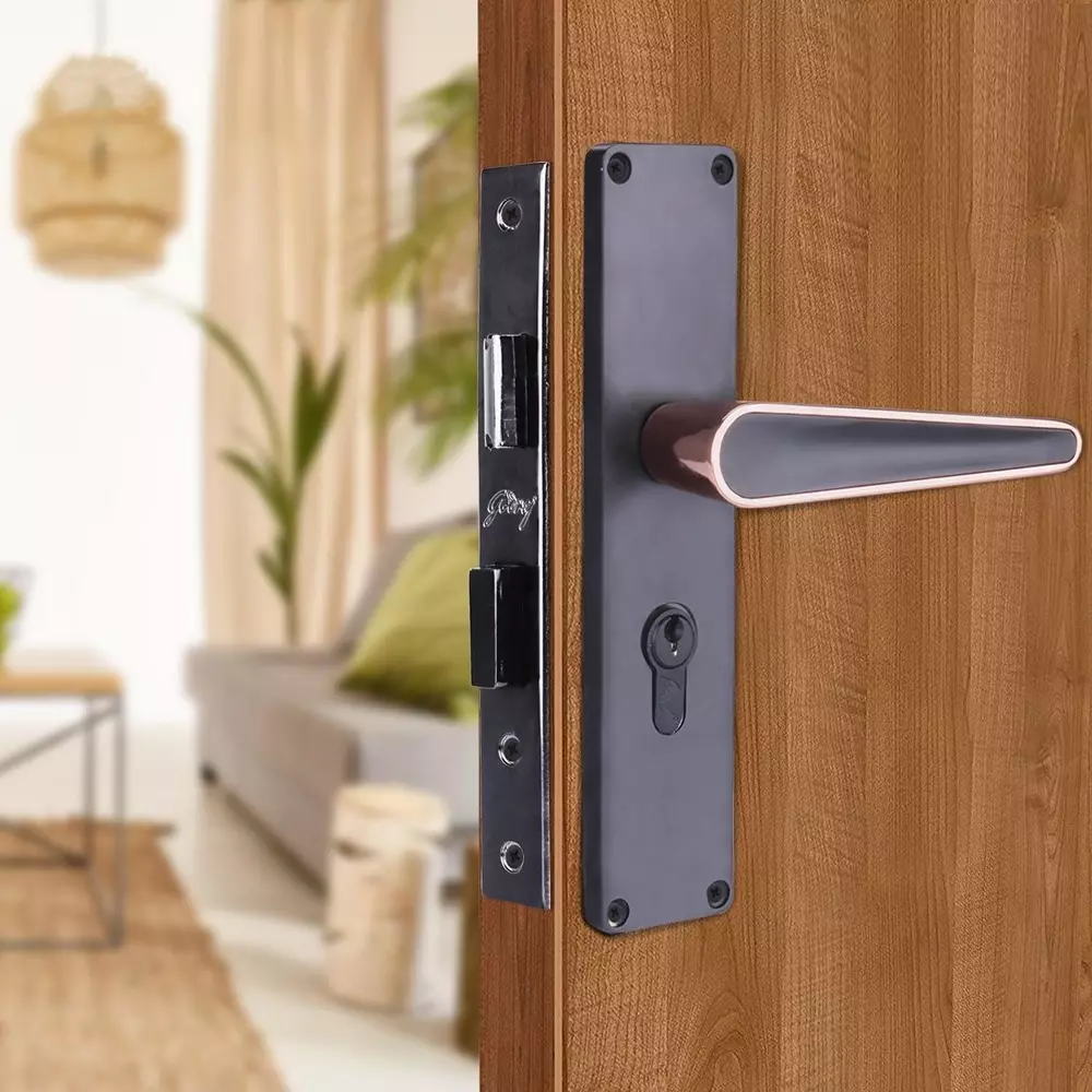 Godrej Door Handle Set 2C NEH 19 Matte Black Rose, 3190
