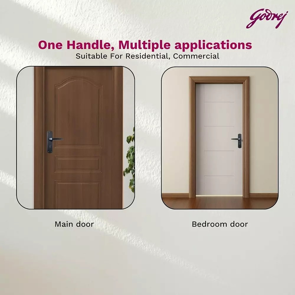 Godrej Door Handle Set 2C EM 01 Matte Black 200 mm, 7755