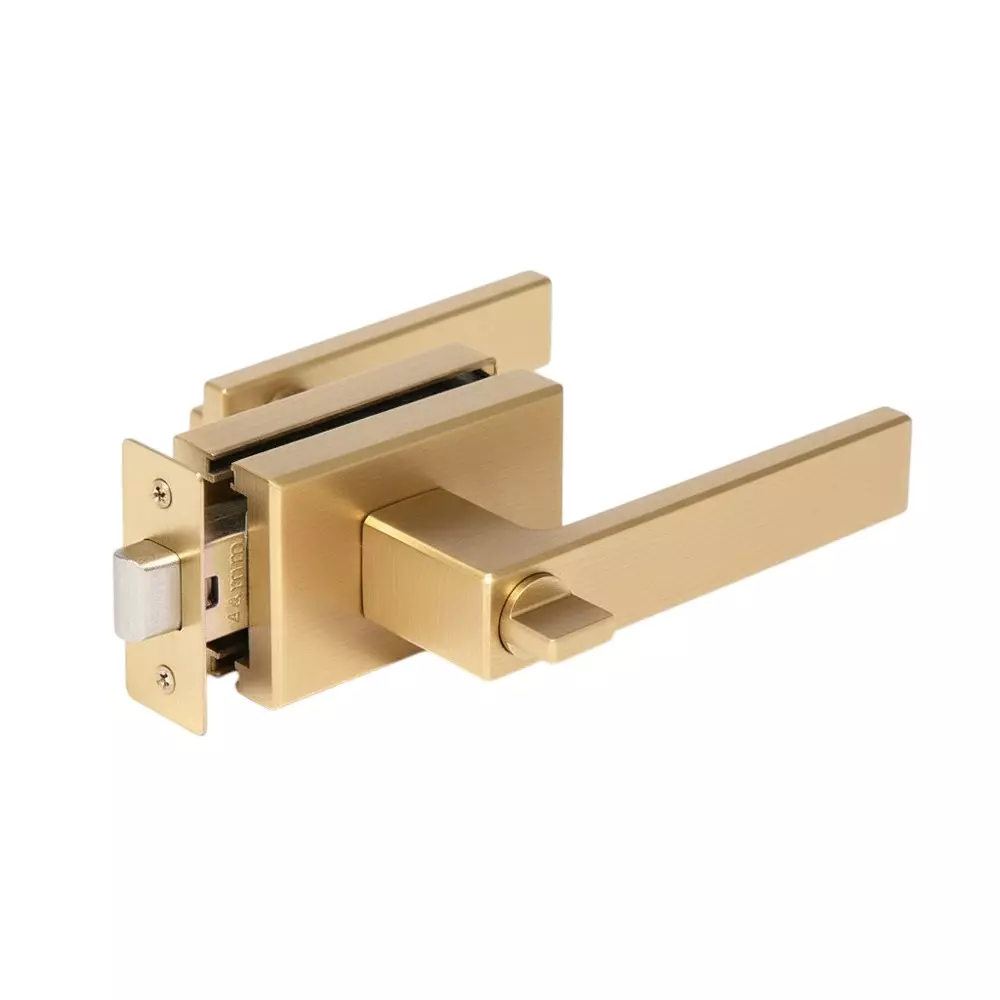 Ebco Mortise Handle Lock Brushed Gold Finish Metal Body for Sliding Partition System (Keyless), MHL-SPS-BG (Set of 2)