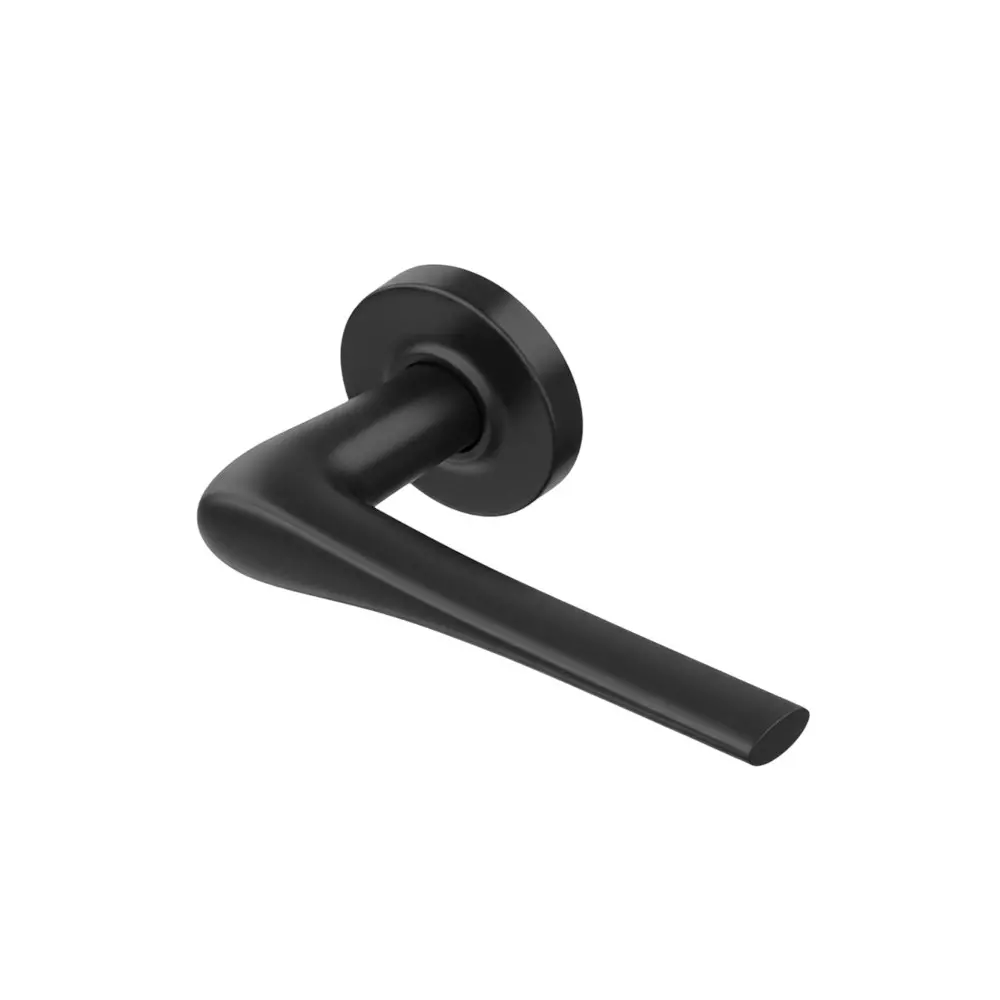 Ebco Mortise Door Handle Brass Zen On Rose 5 Matt Black Finish and ⌀50 mm Keyhole, MDHBZ-KH50-R5-BL