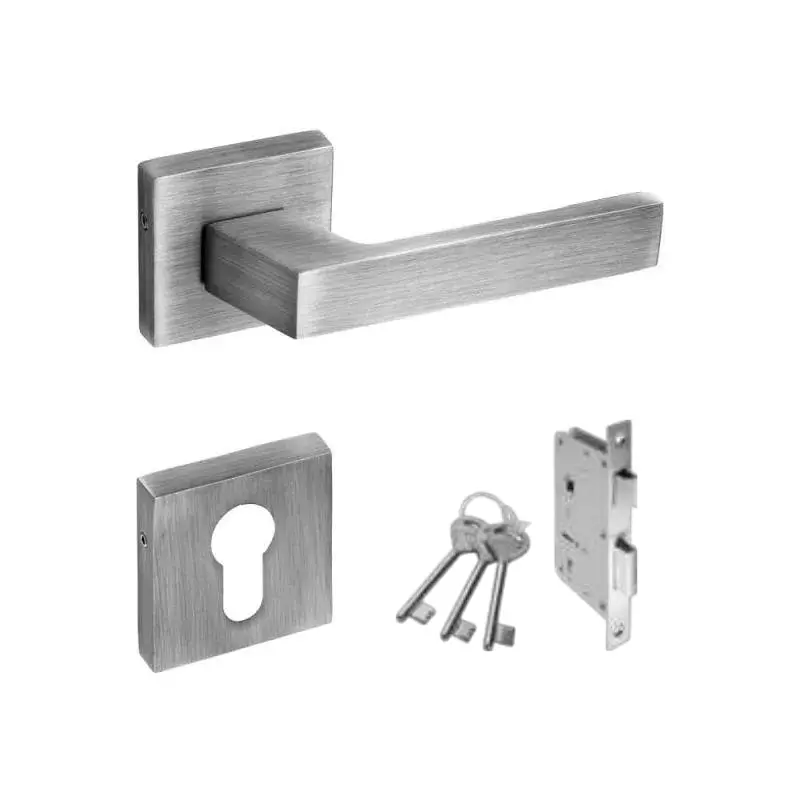 OZONE Aries Series Horizon Mortise Handle with Key Zinc Alloy 45x85mm Lock Body Satin Nickel, OZH-ARI-HOR KY SN