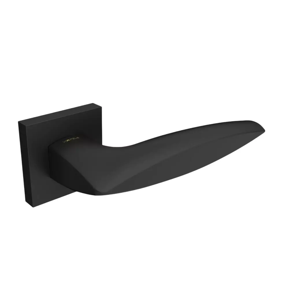 Hafele Left or Right Lever Door Handle Brass On Square Rose With Euro Profile Cylinder Escutcheon Black Matt Finish, 900.99.372