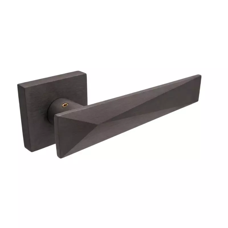 Hafele Left or Right Lever Door Handle Brass On Square Rose With Euro Profile Cylinder Escutcheon Anthracite Finish, 900.78.945