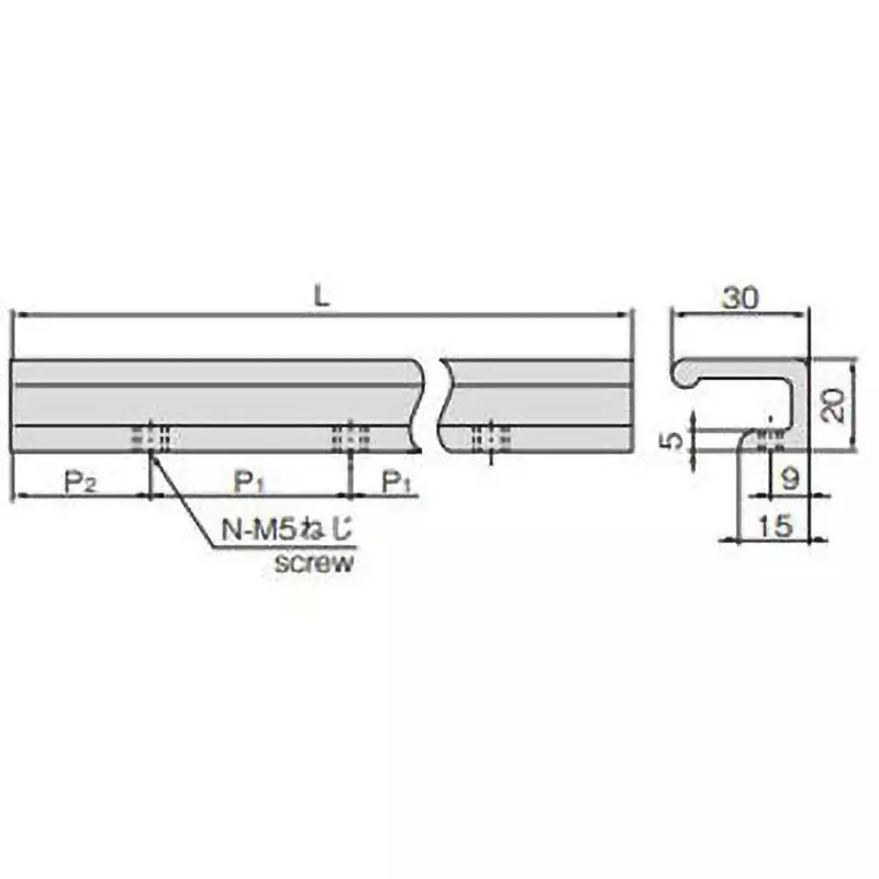 TAKIGEN Square Aluminum Handle Anodized 495 g, A-190-2-11