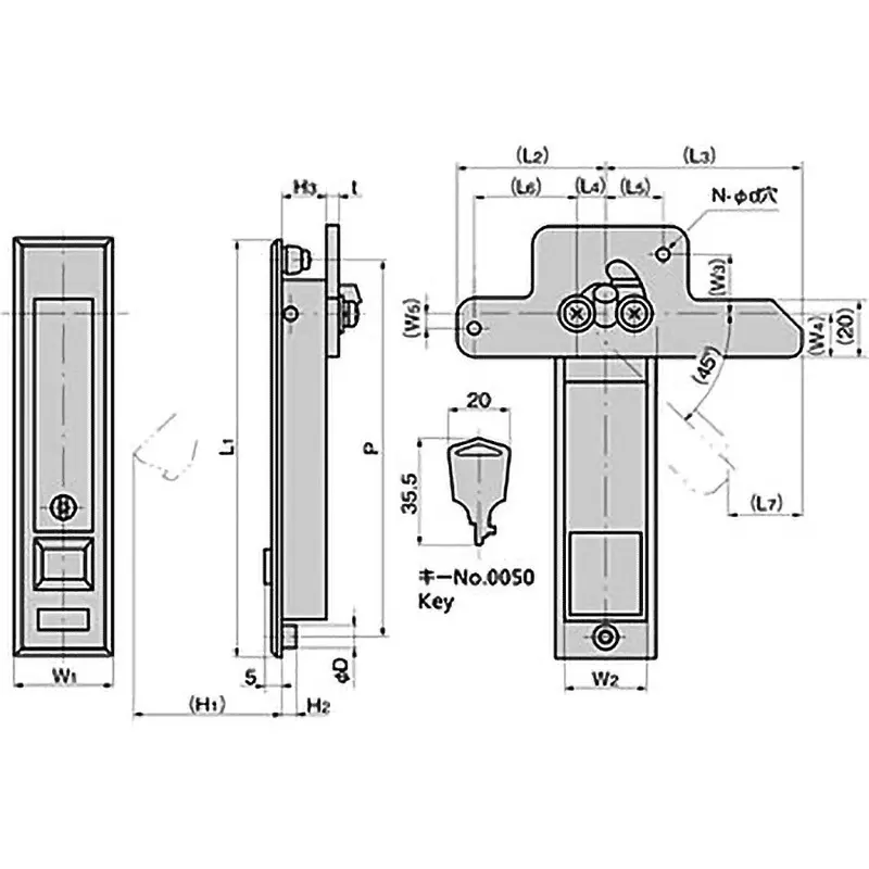 TAKIGEN Stainless Steel Flat Handle with Push Button, A-1260-3(#030)