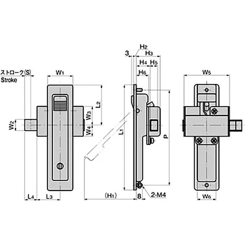 TAKIGEN Stainless Steel Flat Handle 25x10 mm (W1xW2), A-1750-4-2L