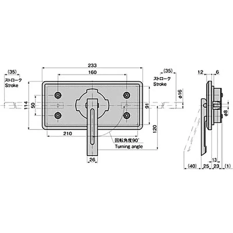 TAKIGEN Embedded Handle (Gate Lock) Stainless Steel, A-1860