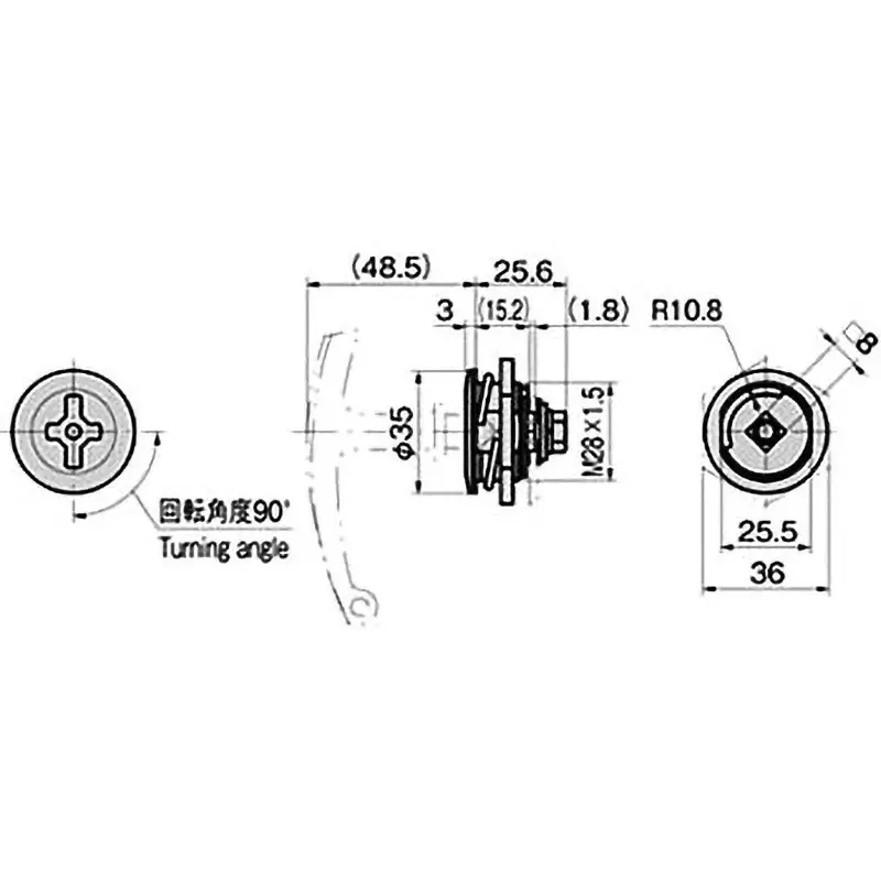 TAKIGEN Waterproof Lock Handle Chrome Plating, A-60-D-2