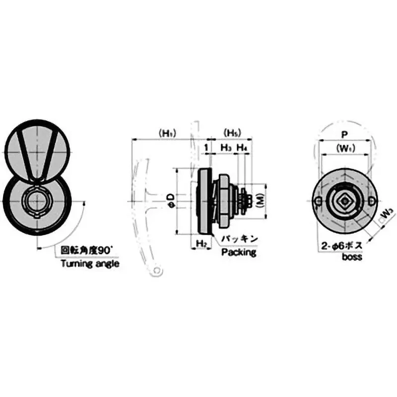 TAKIGEN Rotary Lock Handle (Main Unit) Zinc Alloy, A-314-1