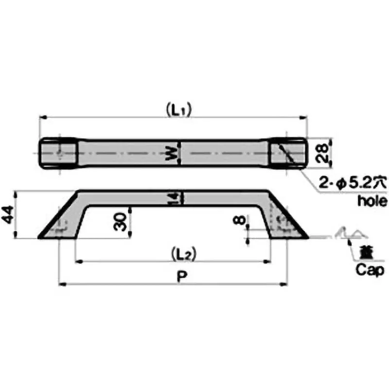 TAKIGEN Handle Polypropylene Black 248x180 mm (L1xL2) 100 g, AP-828-1