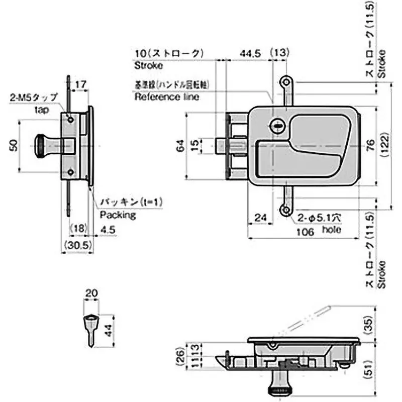 takigen-latch-type-flat-handle-zinc-alloy-a-542-3-l0200