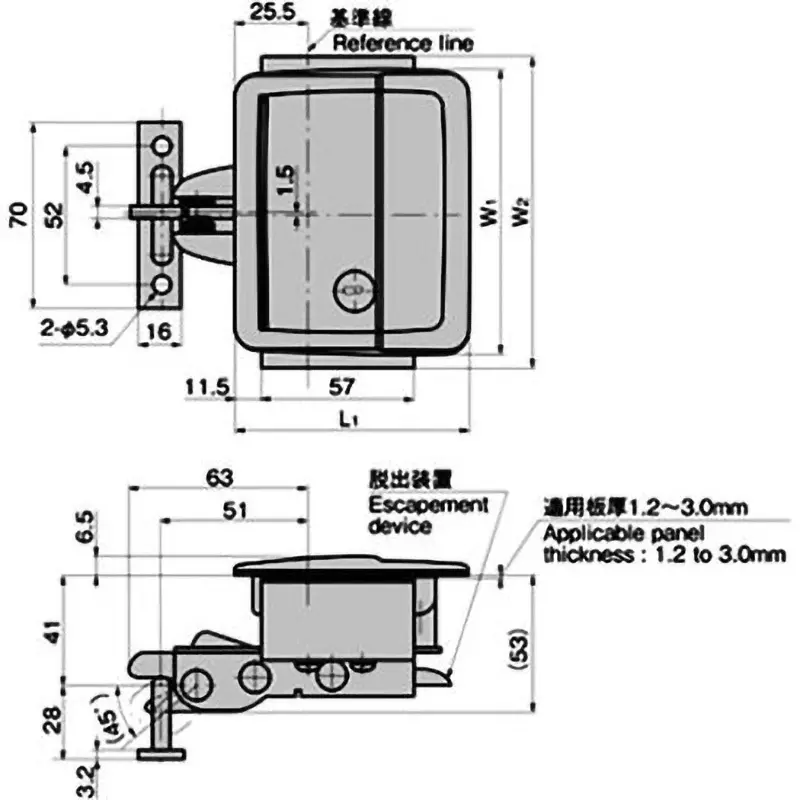 TAKIGEN Snatch Lock Flat Handle Zinc Alloy for Vibration Resistance, A-151R-B-1-2