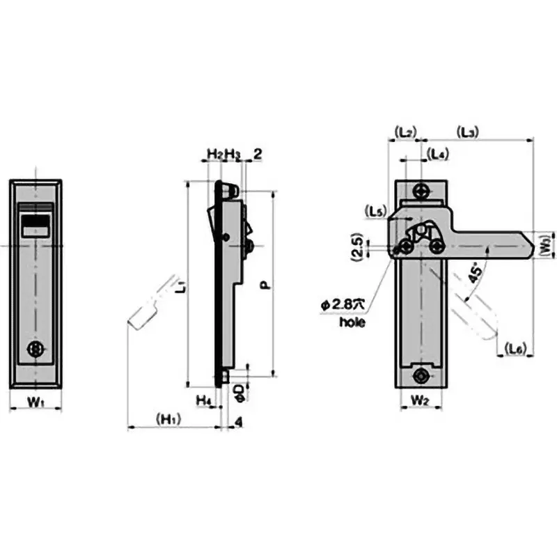 TAKIGEN Small Flat Handle Zinc Alloy with 2 Keys 170 g, A-250-2-1(#030)