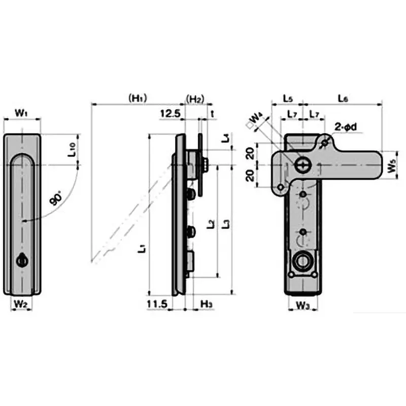 TAKIGEN Slim Flat Swing Handle Zinc Alloy without Key, A-446-3-2