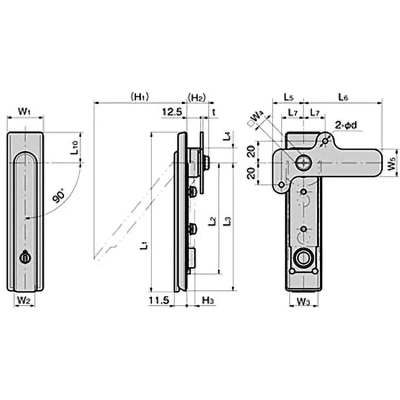 TAKIGEN Slim Flat Swing Handle Zinc Alloy, A-446-2-1(#0200) W/0