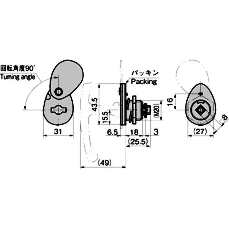 TAKIGEN Stainless Steel Lock Handle Hairline Finish, A-1093-2(#0061-H)