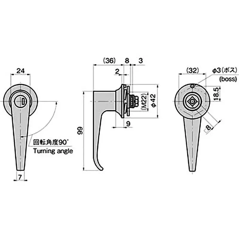 TAKIGEN J-Type Handle Zinc Alloy Chrome Plating, A-45-1(#0200)