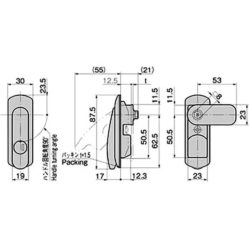 TAKIGEN Thin Flat Swing Handle Zinc Alloy Satellite Chrome Plating 235 g, A-464-C-3-2