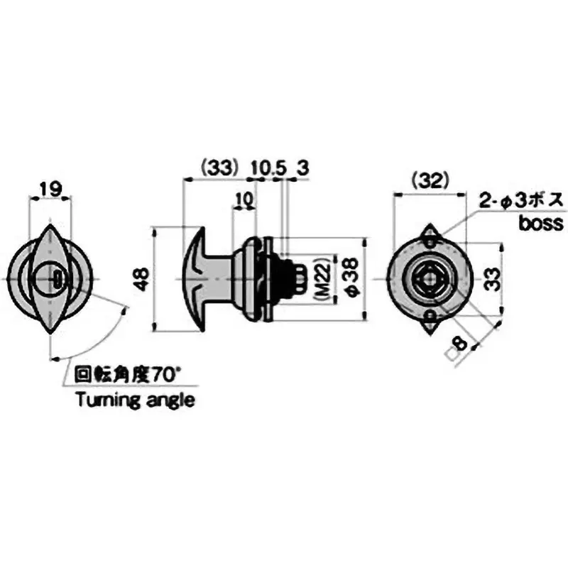 TAKIGEN Ikari Type Handle Zinc Alloy Chrome Plating 3.5 mm Max. Panel Thickness, A-18-2