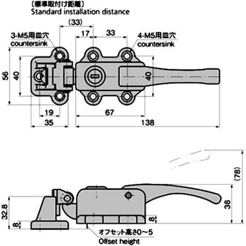 TAKIGEN Small Handle Zinc Alloy Chrome Plating for Sealing, FA-708 with key (#400)