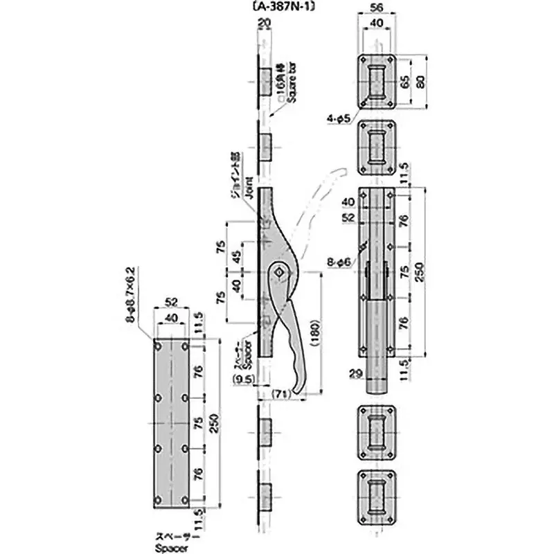 TAKIGEN Lock Handle with Face Zinc Plating Chromate Treatment, A-387N-1