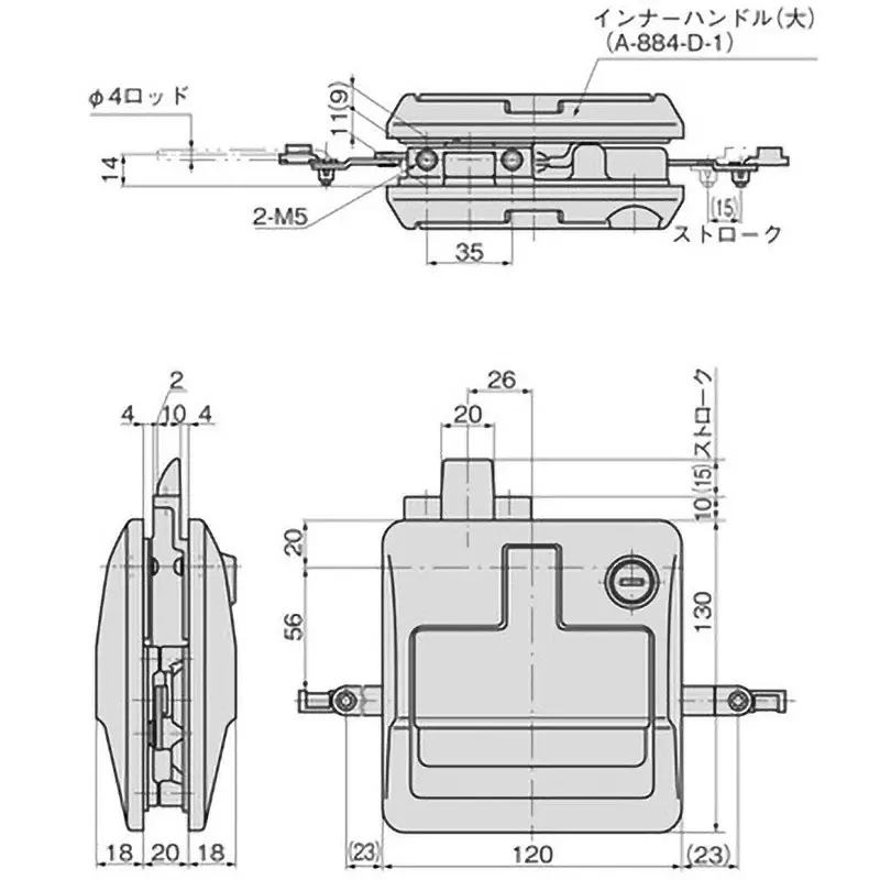 TAKIGEN Latch Type Flat Handle Double-Sided Type 1.03 Kg, A-884-B-1(#T0230)