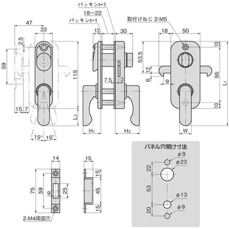 TAKIGEN Double-Sided Sickle Handle Baking Finish 18-22 mm Applicable Door Thickness, A-1293-B