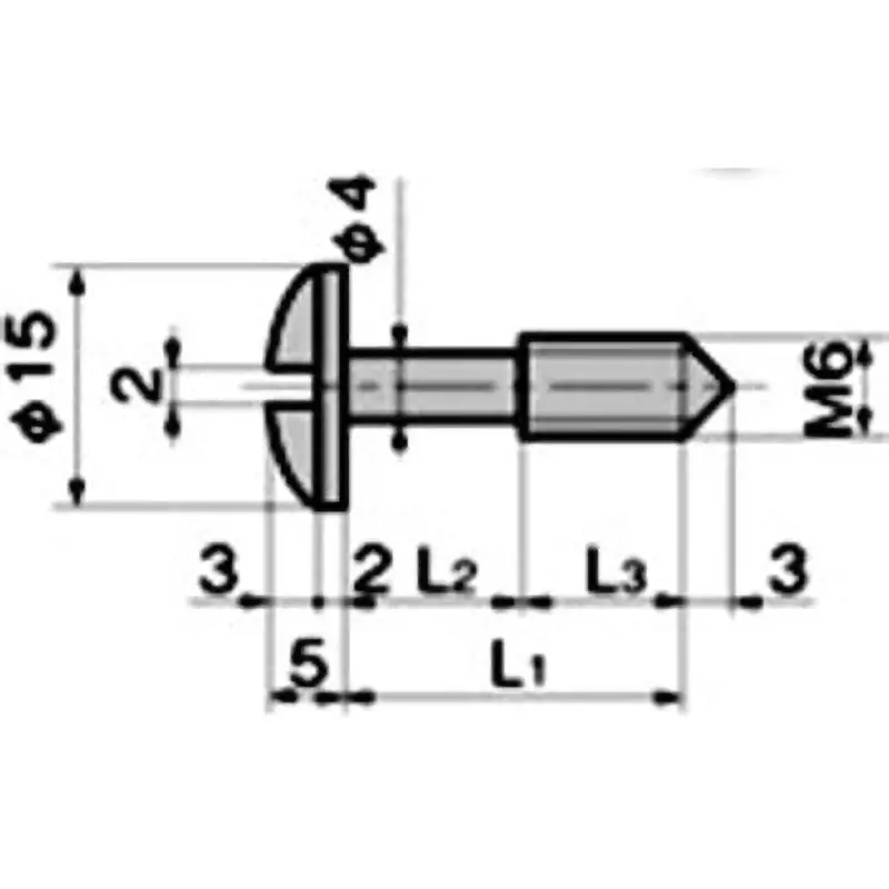 TAKIGEN Slotted Push Screw (Under Neck L1 = 10 Thread L3 = 8) Free-Cutting Brass Bar, C-281-M6-5
