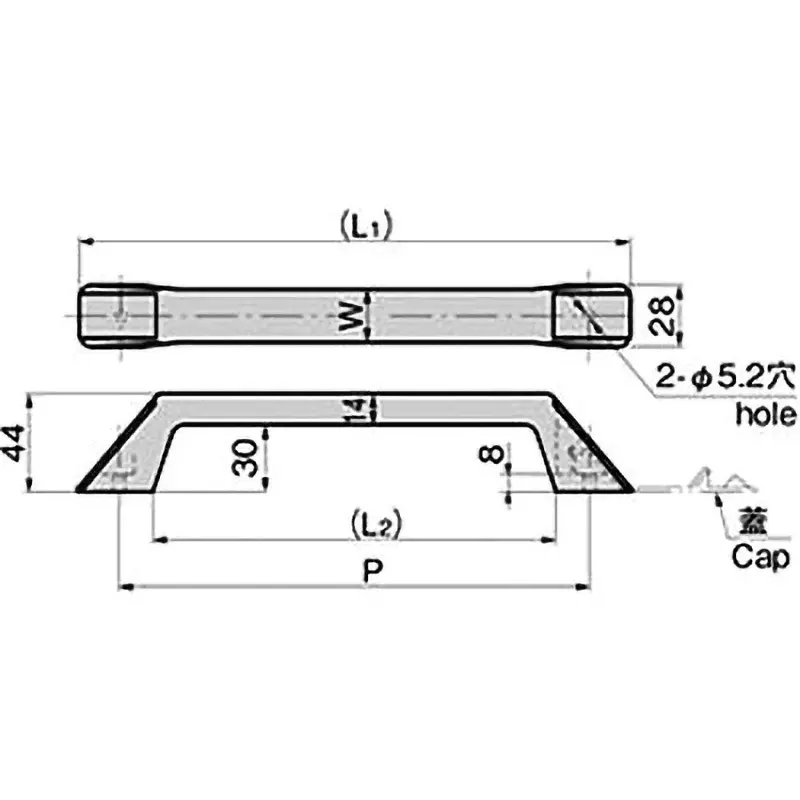 TAKIGEN Handle (P = 130) Polypropylene (PP), AP-828N-2