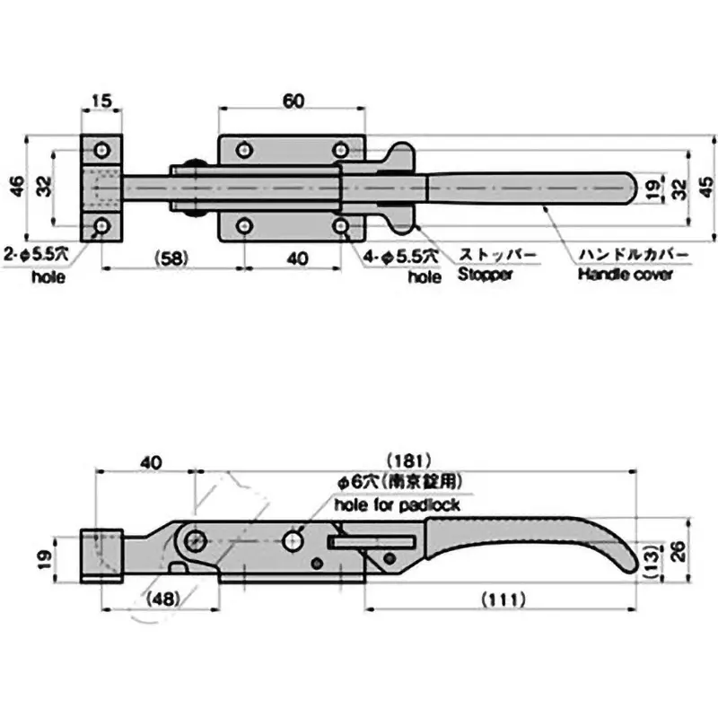 takigen-sealing-handle-zinc-plating-chromate-treatment-with-lock-440-g-fa-927