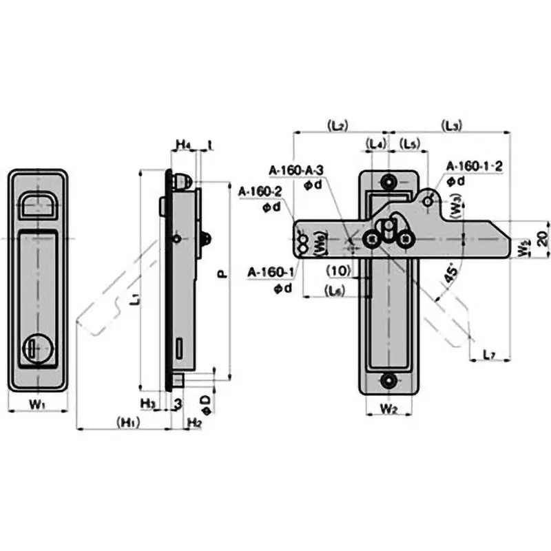 TAKIGEN Flat Handle Zinc Alloy 375 g with Push Button, A-160-A-1-1(#0200) with new AB clasp
