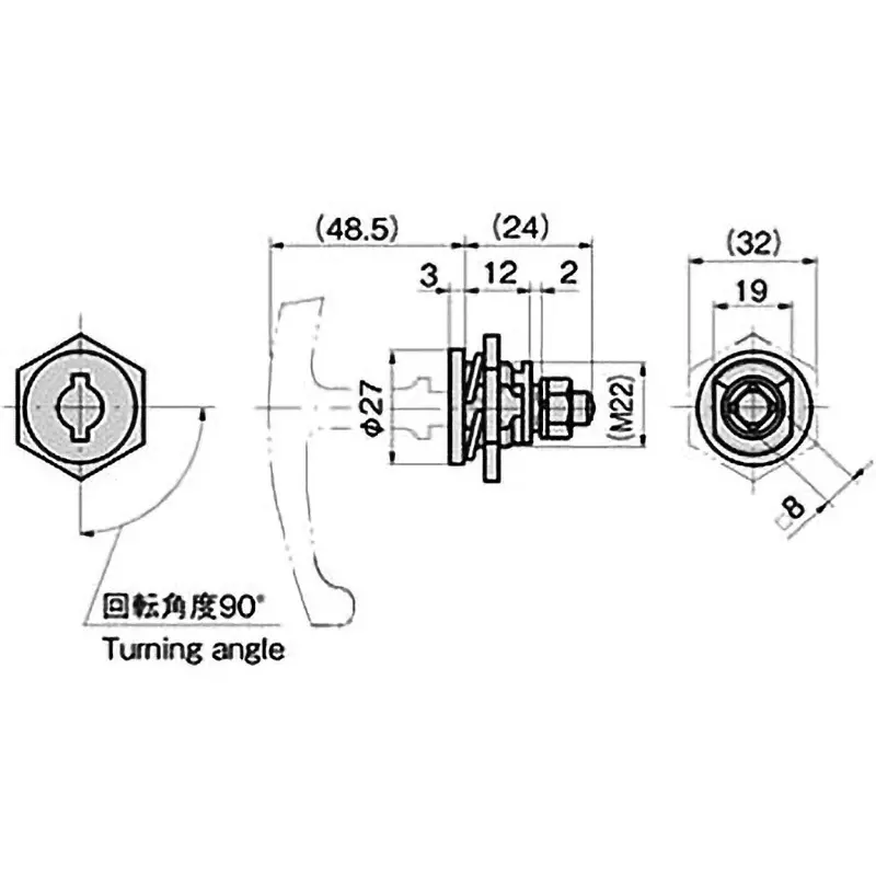 TAKIGEN Stainless Steel Lock Handle (Main Unit), A-1147-2(#0061-H)