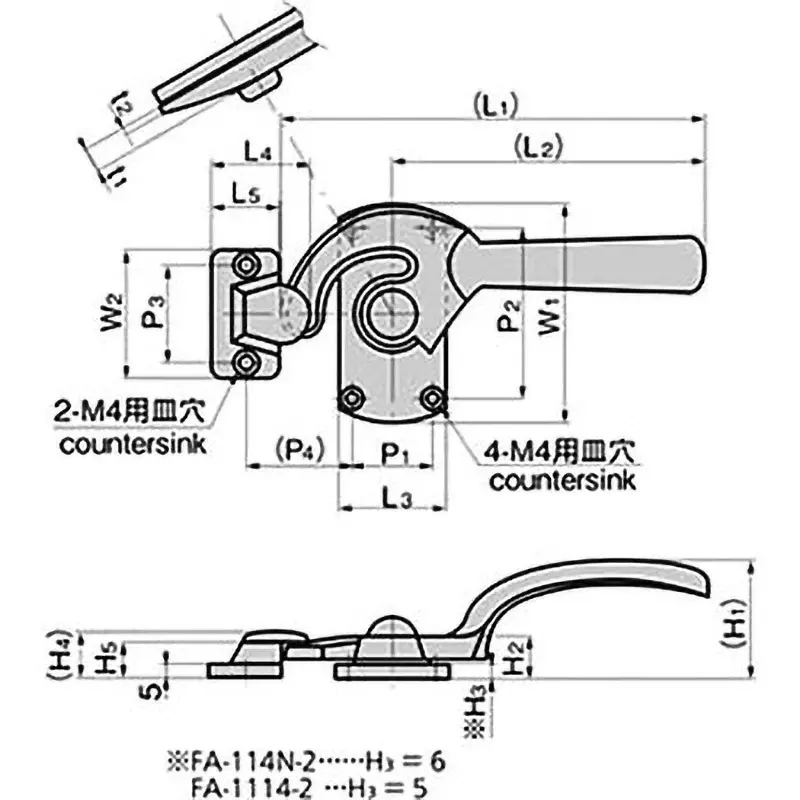 TAKIGEN Sealing Handle 160 g 60x45 mm (W1xW2), FA-114N-4L