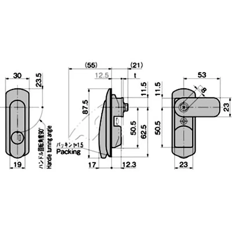 TAKIGEN Thin Flat Swing Handle Zinc Alloy 235 g, A-464-C-3-1(TAK60)
