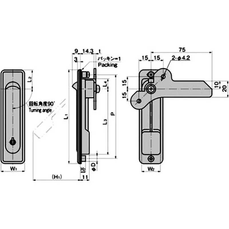 TAKIGEN Plane Swing Handle Stainless Steel 192 g, A-1475-A-3(#0200)