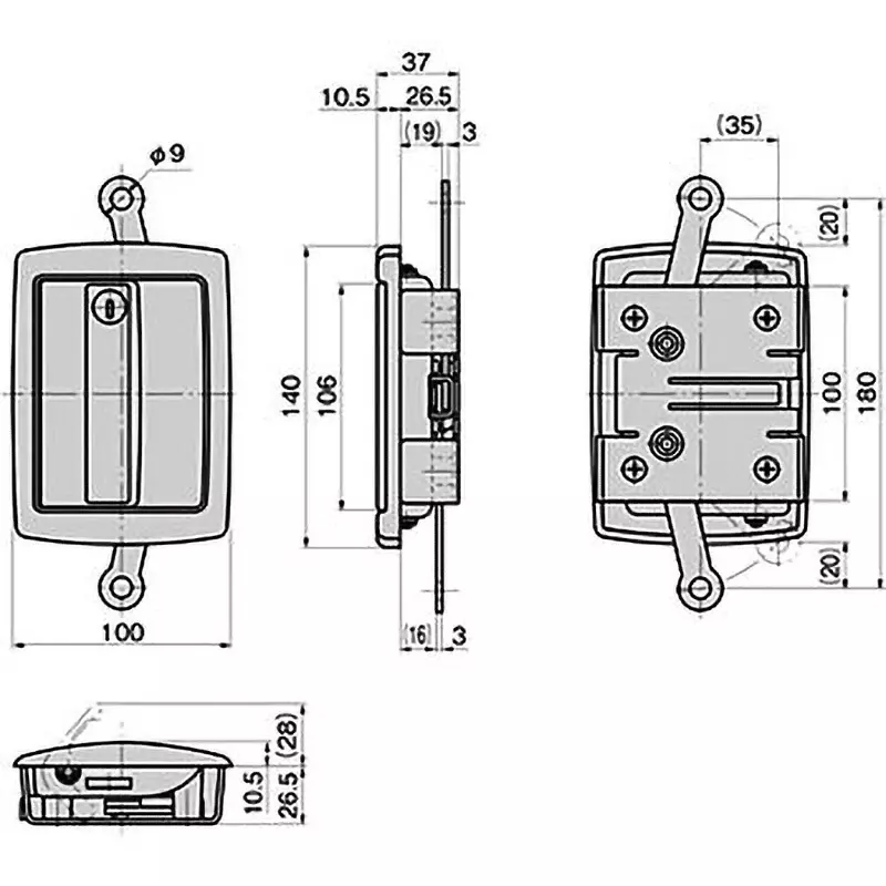TAKIGEN Embedded Flat Handle Zinc Alloy Baking Painting Finish, A-651-2