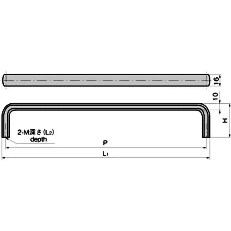 TAKIGEN Ellipse Handle Stainless Steel Mirror Buffing Finish 298x10 mm (L1xL2) 375 g, A-1042-F-1