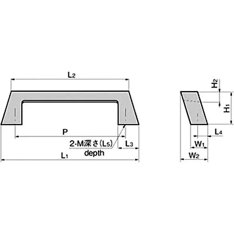 TAKIGEN Tapered Square Handle (P = 65) ABS Resin, AP-43-2-Gray