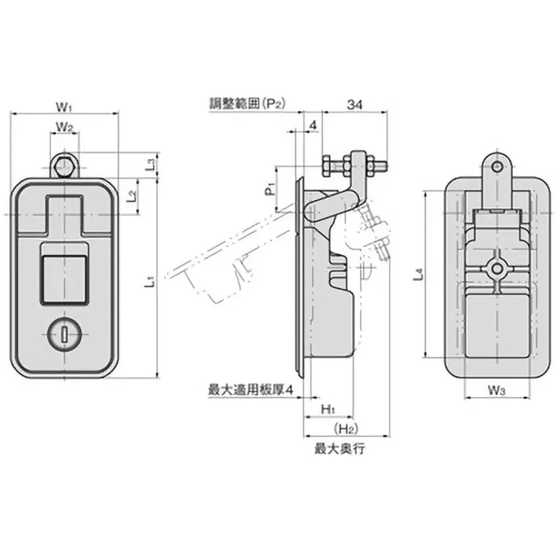 TAKIGEN Sealed Adjust Handle Zinc Alloy Acrylic Resin Baking Finish 290 g with Key, A-309-2D-1-SP(#T0230)