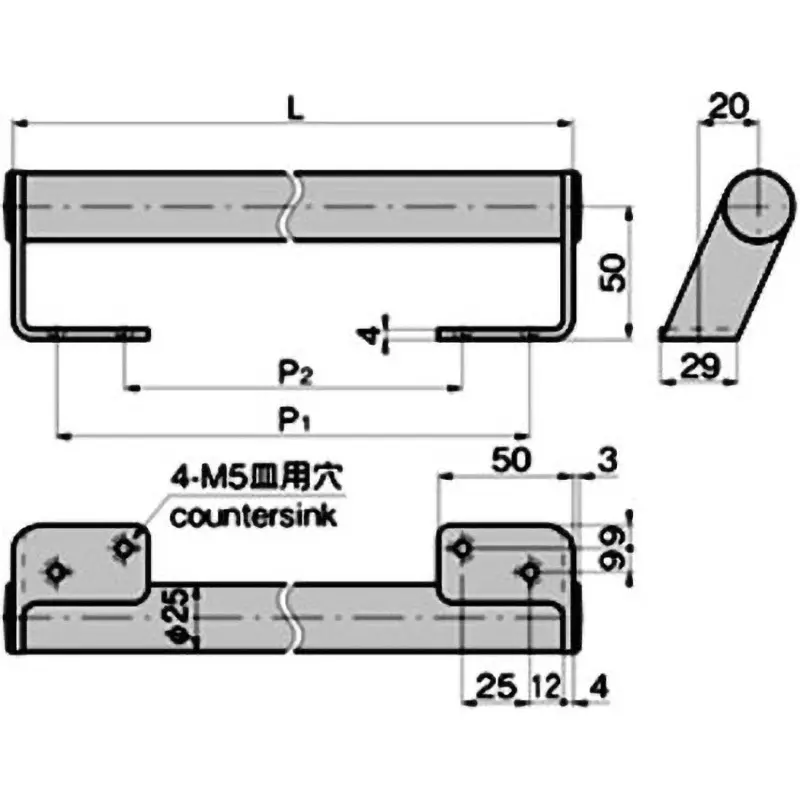 TAKIGEN Lightweight Handle 168x118 mm (P1xP2) 190 g, A-236-1