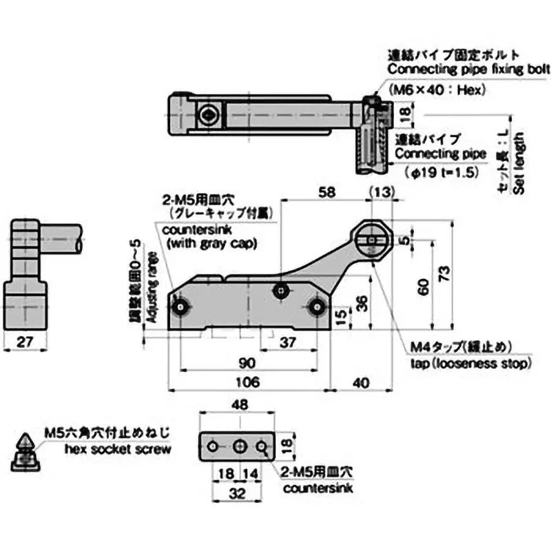 TAKIGEN Small Interlocking Handle Zinc Alloy for Sealing, FA-902-A Keyless Main Unit