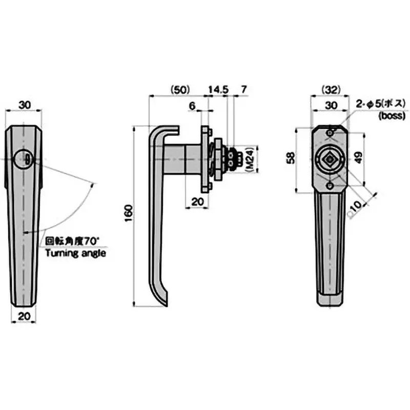 TAKIGEN Square Handle Zinc Alloy Chrome Plating, A-51-1-1(#0200)