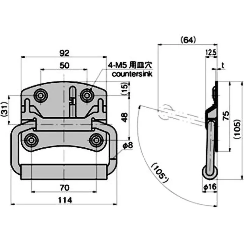 TAKIGEN Spring Loaded Trunk Handle Rubber Type 185 g, A-1175-12