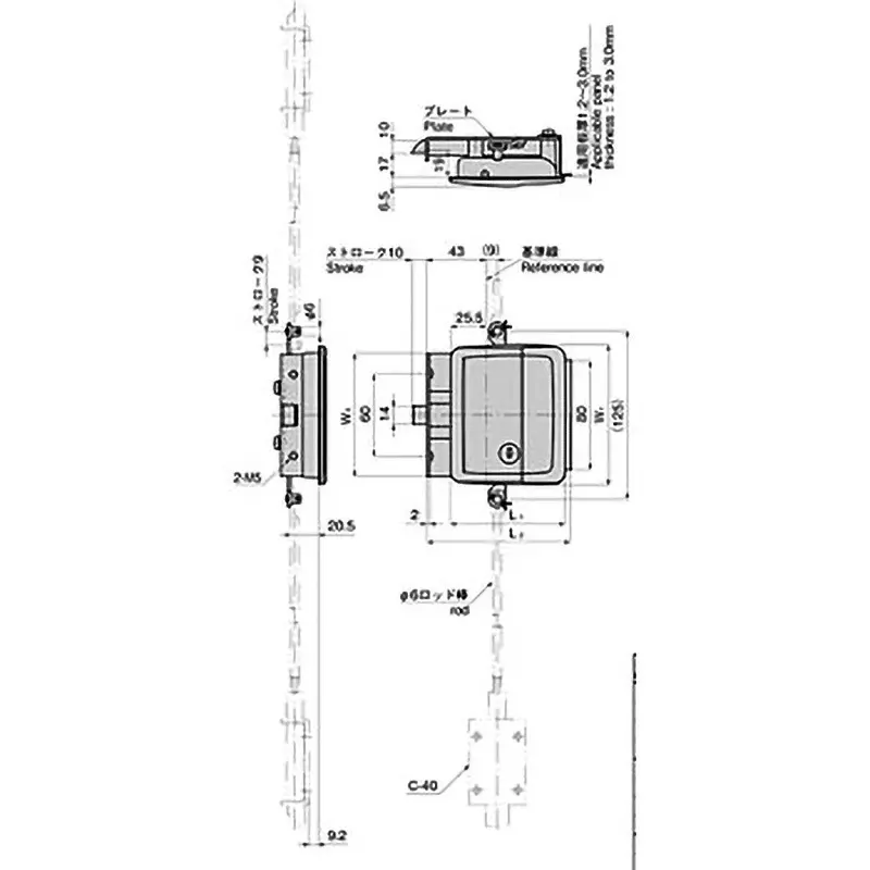TAKIGEN Latch Type Flat Handle Three-Way Tightening 410 g, A-1151R-A-2-2