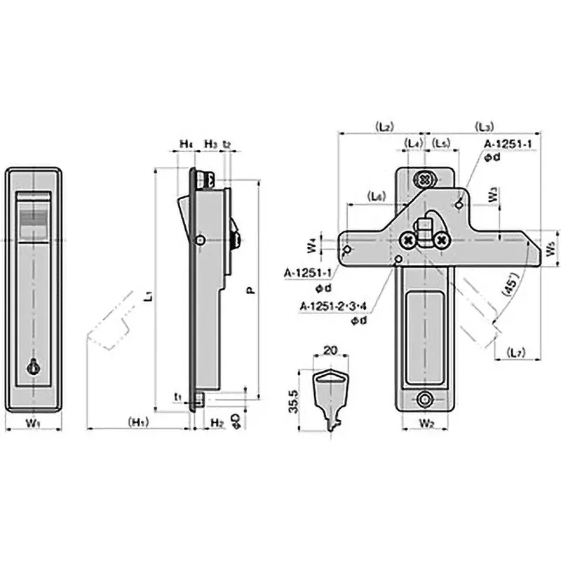 TAKIGEN Stainless Steel Flat Handle, A-1251-2-1(#0050)