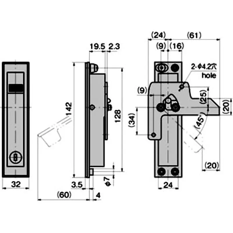 TAKIGEN Flush Handle Zinc Alloy Satin Chrome Plating 330 g, A-150-1-2