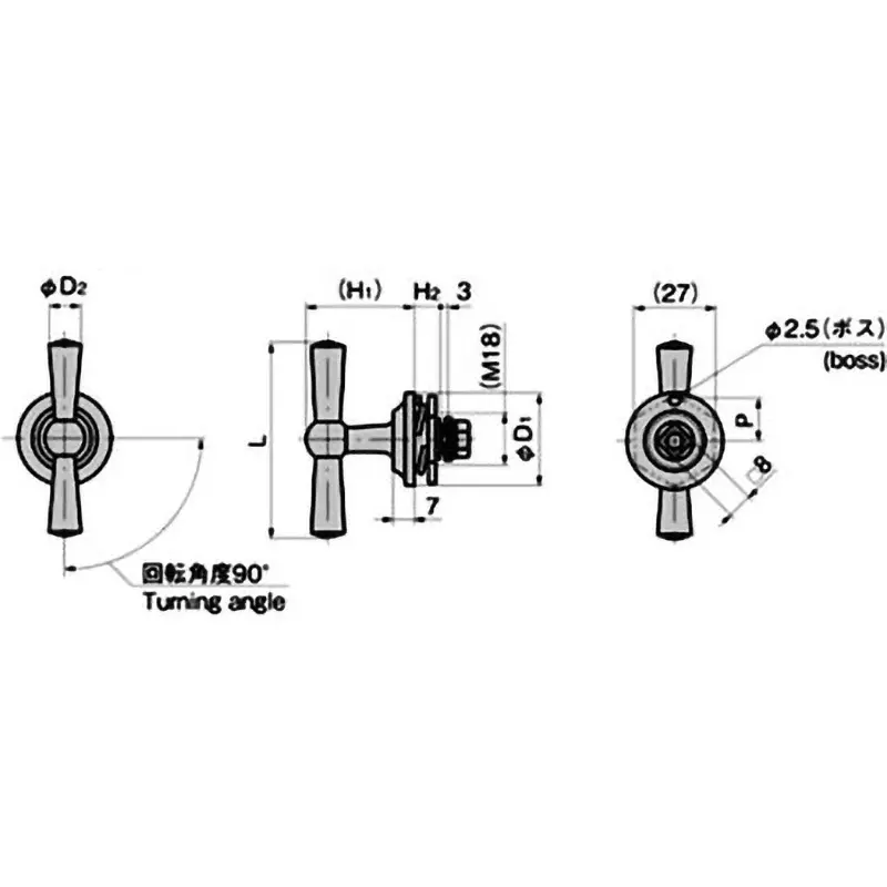 TAKIGEN T Handle Zinc Alloy Chrome Plating, A-21-1