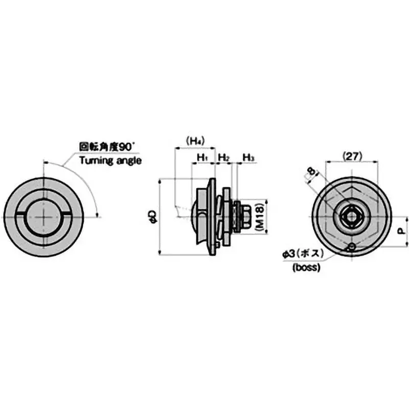 TAKIGEN Ring Handle Zinc Alloy Chrome Plating 55 g, A-131-2