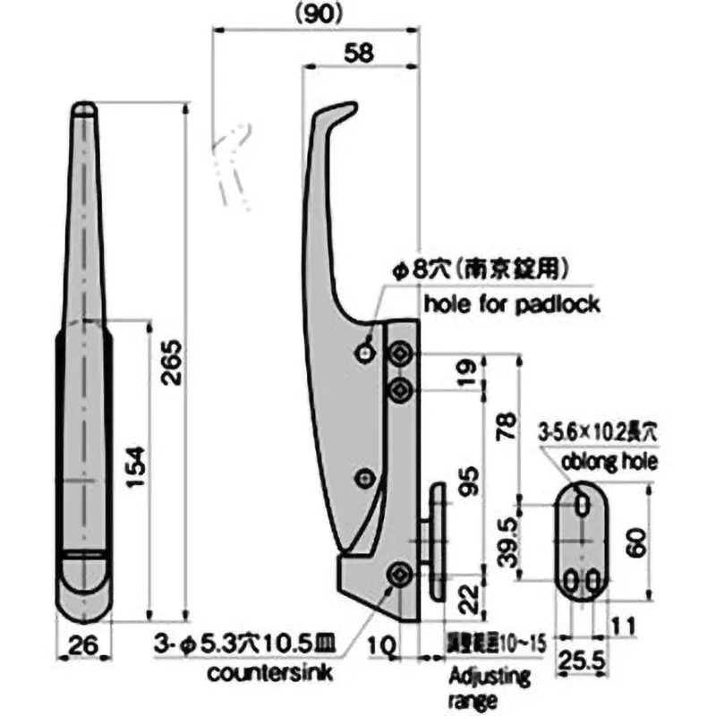 TAKIGEN Corner Handle Zinc Alloy Chrome Plating 840 g for Sealing, FA-618